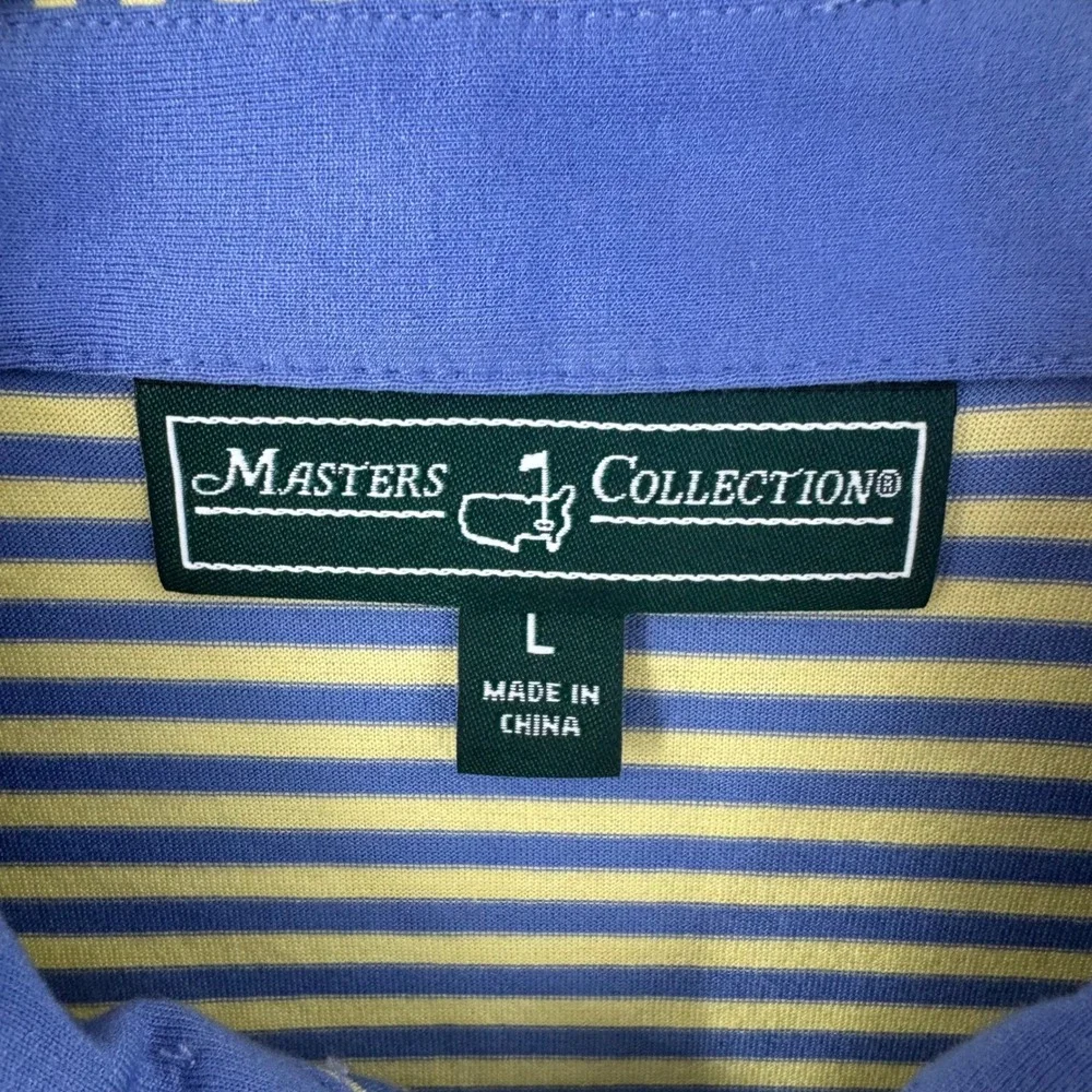 Masters Collection Golf Polo Shirt Mens‎ Large Blue Yellow Striped Pima Cotton